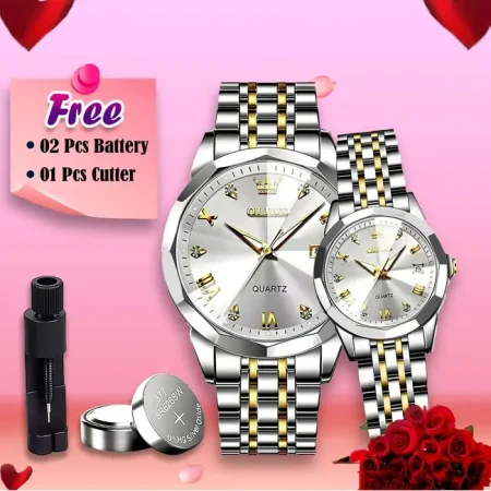 OLEVS Couple Watches Matching White Color