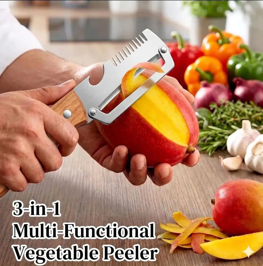3-in-1 Stainless Steel Vegetable Peeler Set - Image 2